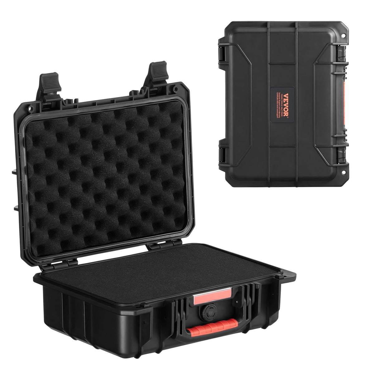 VEVOR Estuche rígido resistente a la intemperie, estuche protector resistente con espuma precortada y asas retráctiles para viajes, uso militar, estuche impermeable IP67 para cámaras (40 x 32 x 16,6) - 14.96 × 11.81 × 5.51" - Negro -