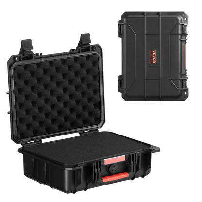 VEVOR Estuche rígido resistente a la intemperie, estuche protector resistente con espuma precortada y asas retráctiles para viajes, uso militar, estuche impermeable IP67 para cámaras (40 x 32 x 16,6) - 14.96 × 11.81 × 5.51" - Negro -