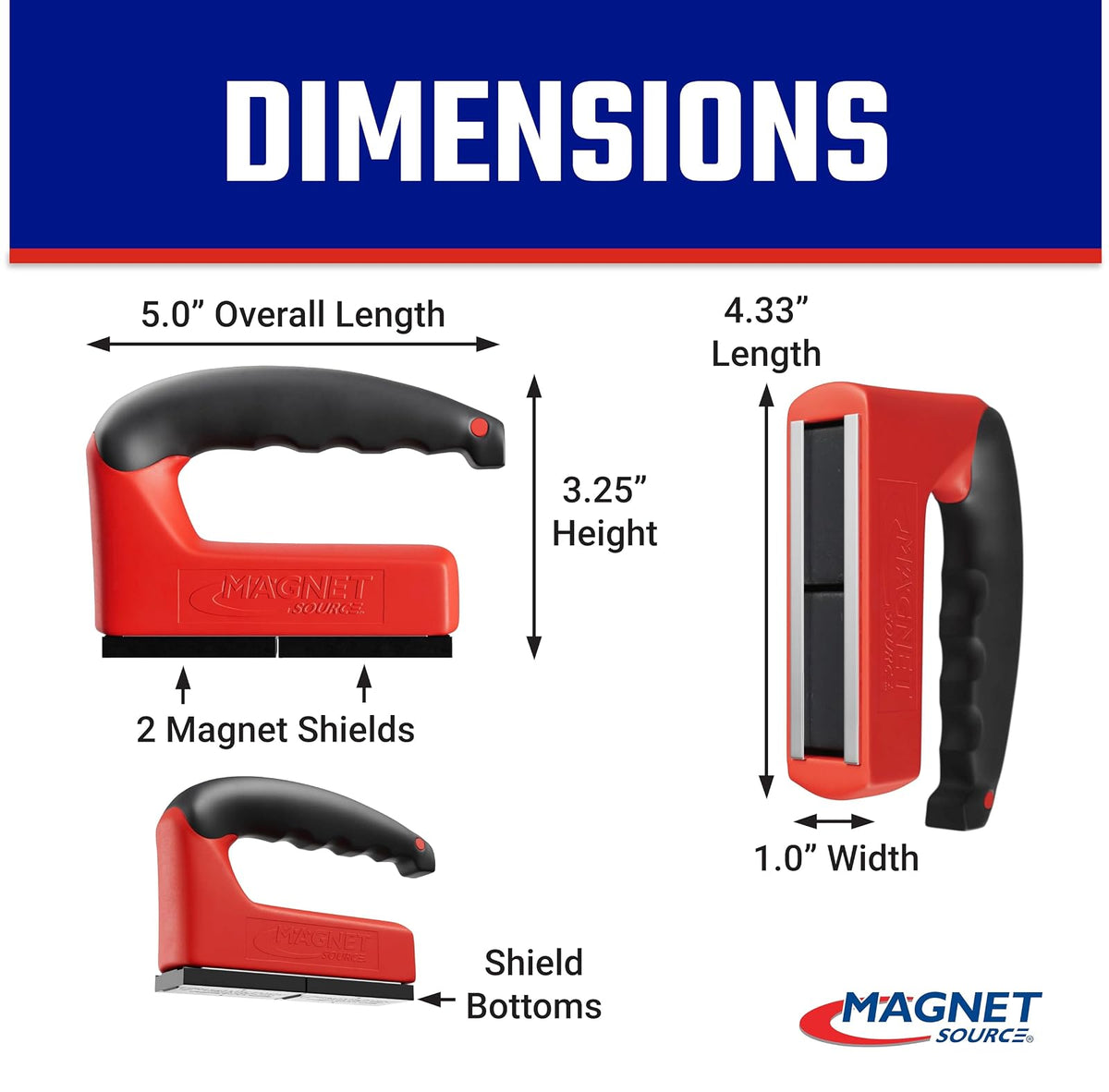 Master Magnetics 07501 Imán Fuerte Mango Ergonómico 100 Libras | Rojo, paquete de 1