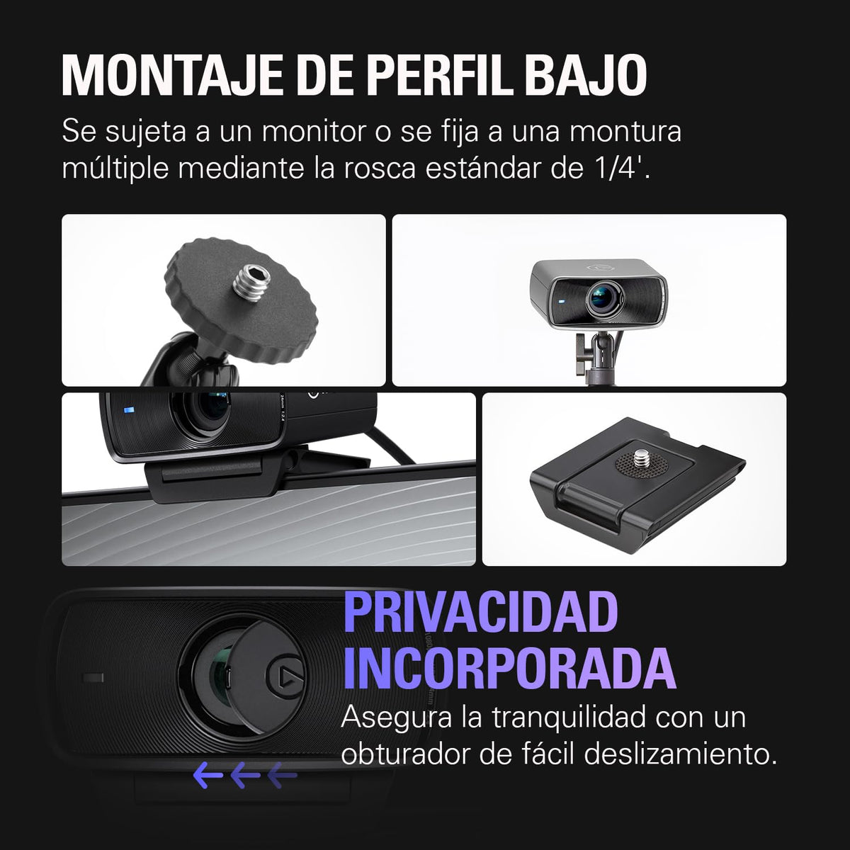 Elgato Facecam MK.2, webcam prémium Full HD | Sensor Sony, control PTZ, video 1080p60 sin comprimir, controles estilo DSLR, obturador de privacidad fácil de deslizar