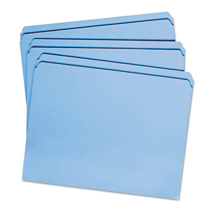 Smead Straight Cut Archivo Carpetas, reforzada Tab, tamaño carta, 100 por caja, Azul, Letter