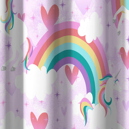 dream FACTORY - Cortina de Ducha de Tela para baño, 72 x 72 Pulgadas (Ancho x Largo), Unicornio Morado arcoíris