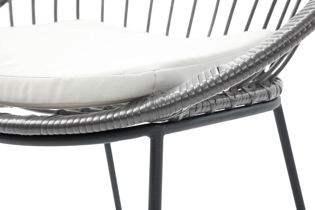 Alterego Silla de Exterior Paros, Ratán sintético con armazon de Acero, Color Gris