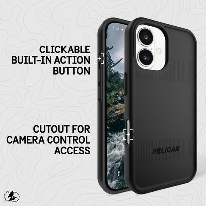 Pelican Protector - Funda magnética para iPhone 16, Compatible con MagSafe, Protección contra caídas de Grado MIL de 16 pies - Negro