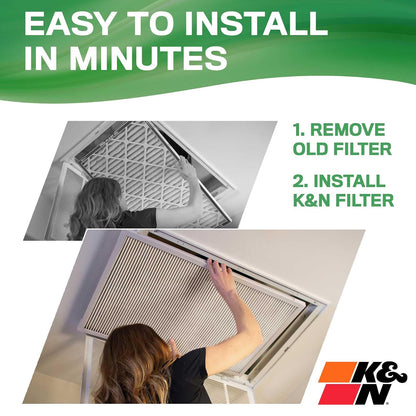K&N - Filtro de aire para horno HVAC 20 x 30 x 1, dura toda la vida, lavable, Merv 13, el último filtro HVAC que comprarás, respira de forma segura en casa o en la oficina, HVC-13-12030