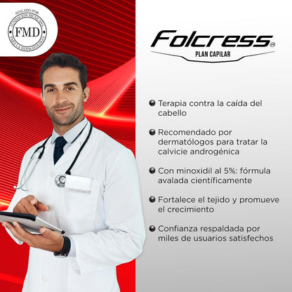 Folcress Minoxidil 5% Solución Anticaída para Hombres Grisi Farma 3 Frascos de 60 ml