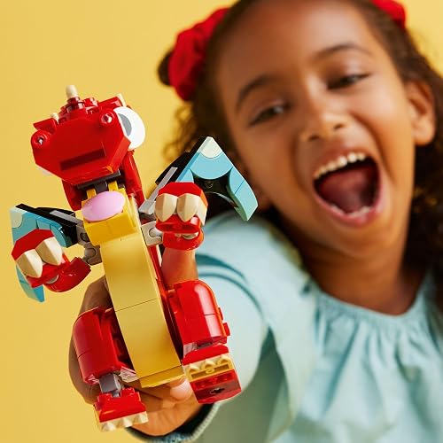 LEGO 31145 Creator 3en1 Dragón Rojo Juguete Convertible en una Figura de un pez o en un Modelo de un fénix