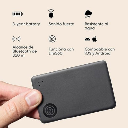 Life360 Tile Slim - Localizador Bluetooth para Carteras, Etiquetas de Equipaje, pasaportes y más. Compatible con iOS y Android. Paquete de 2 (Negro)