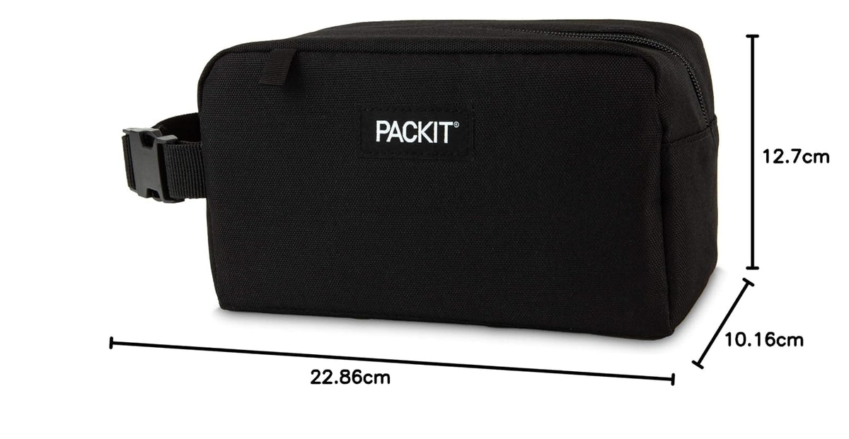 PackIt Caja de aperitivos congelable, color negro | Bolsas de hielo integradas, tecnología EcoFreeze+, mini refrigerador, aperitivos de oficina, almuerzos pequeños