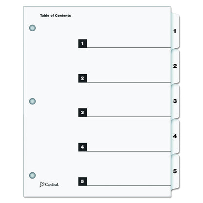 Cardinal by TOPS Products QuickStep OneStep - Sistema de índice numerado a granel, Blanco, 5-Tab (24 Sets)