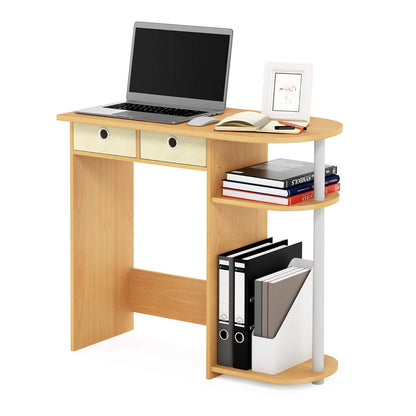 Furinno Escritorio para Computadora, Diseño Compacto - Beech - White - Ivory
