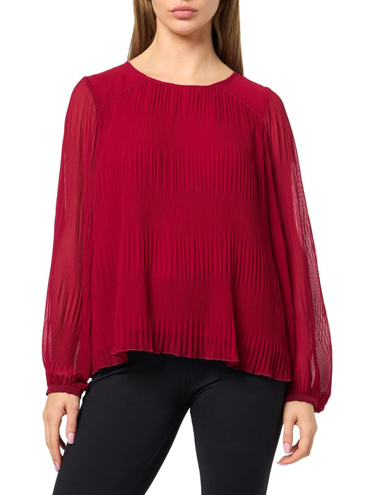 Calvin Klein - Blusa Plisada con Cuello Redondo para Mujer