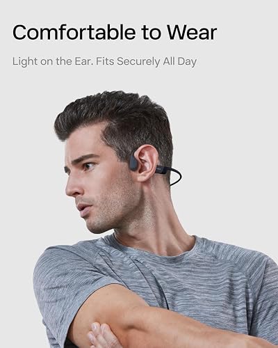 SHOKZ OpenRun Auriculares conducción ósea, audífinos Deportivos inalámbricos de oído Abierto con Bluetooth y micrófono, Open-Ear, Resistentes al Agua IP67 para Correr, USB-C, Negro