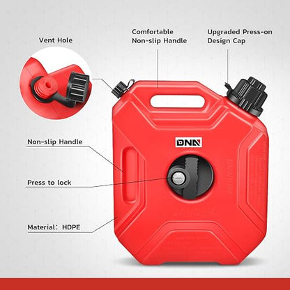 DNA MOTORING Tanque de Gasolina 1.3 GAL, 5 L para Motocicleta ATV Todoterreno con Montaje y Cerradura, Rojo, 2 Piezas TOOLS-00499