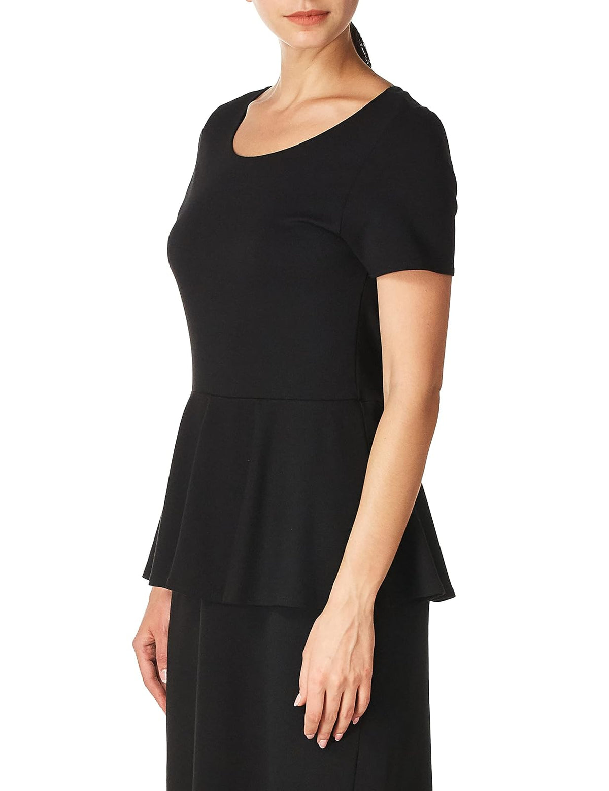 Star Vixen SS Classic Str Ponte Peplum Vestido