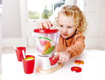 Hape Accesorios de Cocina, Licuadora Perfecta para niños de 3 años en adelante, con Vasos, Frutas y Espinacas Baby, Modelo: E3158