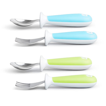 Munchkin Raise 4 unidades de tenedores y cucharas para niños pequeños, Azul/Verde, 12+
