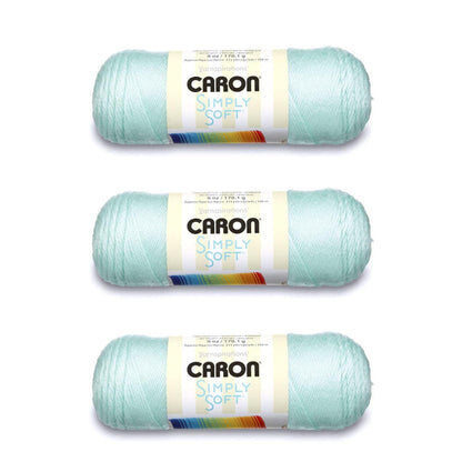 Caron Simply Soft Estambre Acrílico, Paquete de 3 Madejas de 170 g - Verde suave - Paquete de 3