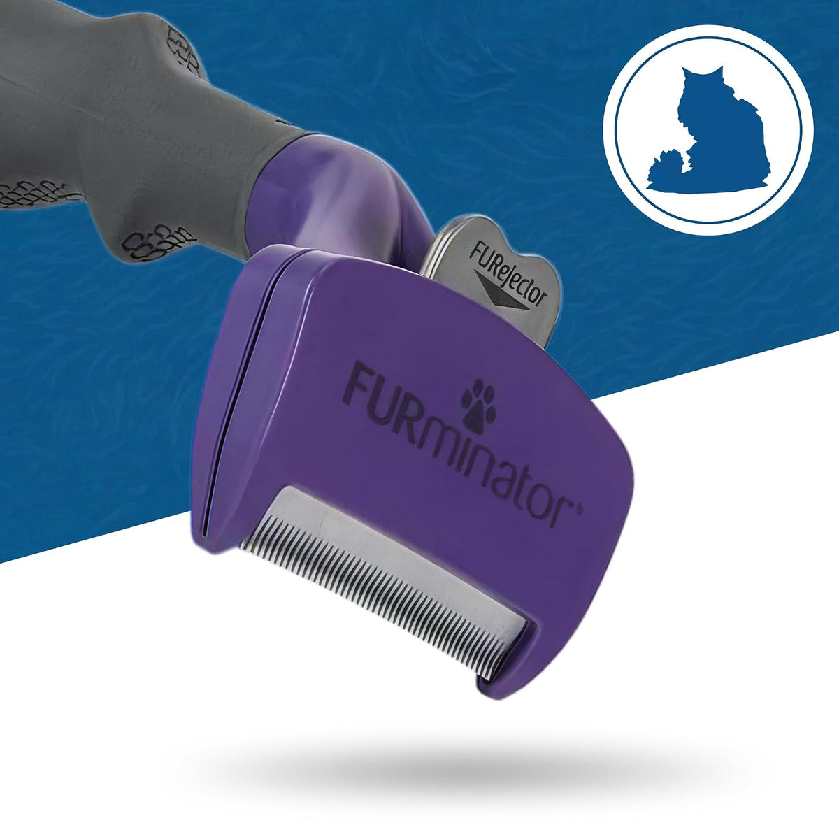Furminator - Cepillo para Gato - Deslanador para Gato de Pelo Corto - Ideal para Gatos Medianos y Grandes - Retira el Pelo sin Dañar su Piel - Borde que se Adapta a la Morfología del Peludo