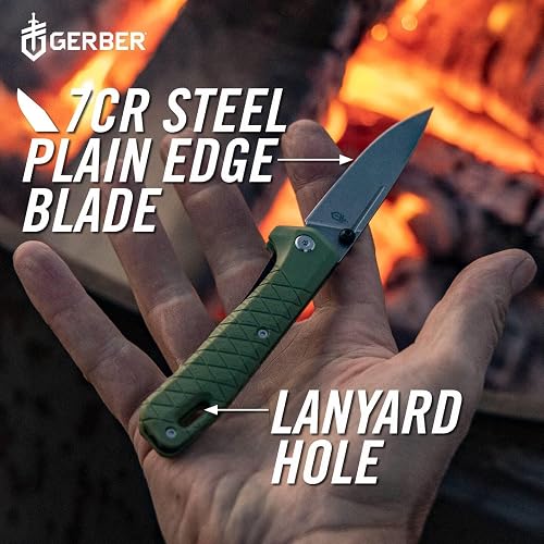 Gerber Gear Zilch Pocket Knife - 3.1" Plain Edge Blade Folding Knife - EDC Gear and Equipment - Lichen Green