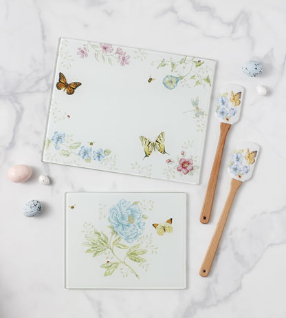 Lenox Tabla para Picar Grande Butterfly Meadow, Vidrio Resistente, Lavado a Mano, 33 cm de Ancho