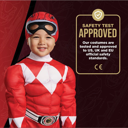 Disfraz de Red Ranger para niños pequeños, rojo, mediano/(3T-4T)