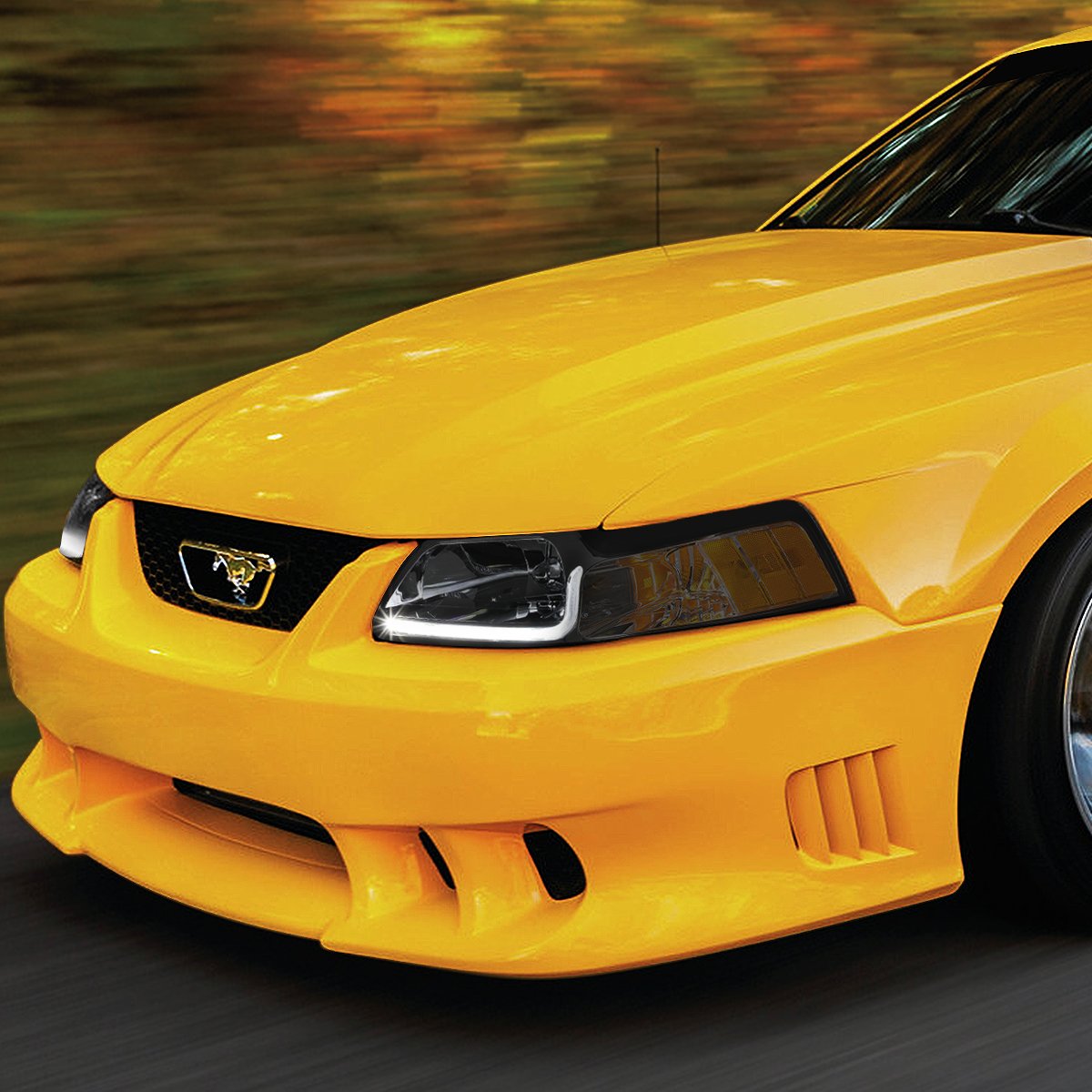 DNA Motoring Faros Delanteros LED DRL para Ford Mustang 99-04, Ámbar/Ahumado