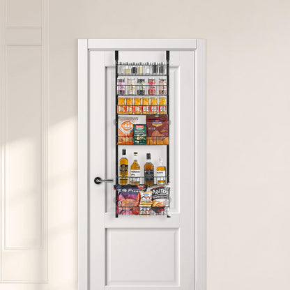 VEVOR Estante de Almacenamiento para Colgar Puerta 6 Niveles Organizador de despensa para puerta 42 x 18 x 133 cm Estante de Especias Colgante de Acero para Hogar, Cocina, Lavadero, Baño, Negro