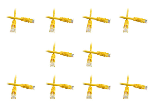 C&E 30 Foot Cat5e Snagless/Molded Boot Yellow Ethernet Patch Cable, 10-Pack (CNE53124)