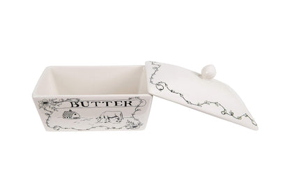 Creative Co-Op Country Style - Mantequillera, Color Blanco