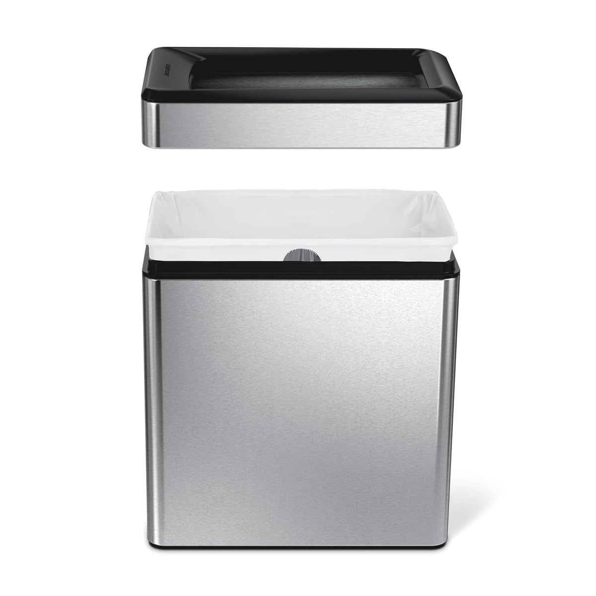 simplehuman, bote de basura abierto de perfil, acero inoxidable cepillado, 10 L