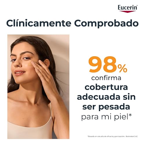 Eucerin Sun Face Hydro-Fluid FPS 50 + Tono Medio 50ml Protector Solar Facial con Color, textura ligera, suave y refrescante. Rápida absorción sin sensación grasosa o pegajosa