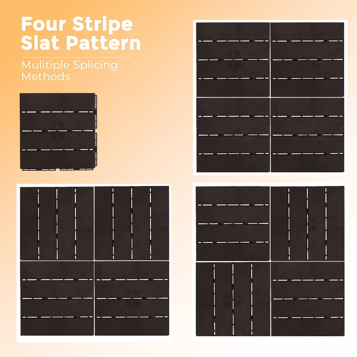 ASTEROUTDOOR - Azulejos entrelazados de plástico impermeable para exteriores, 12 x 12 pulgadas, para patio, jardín, terraza, piscina, interior, exterior, 27 piezas, café