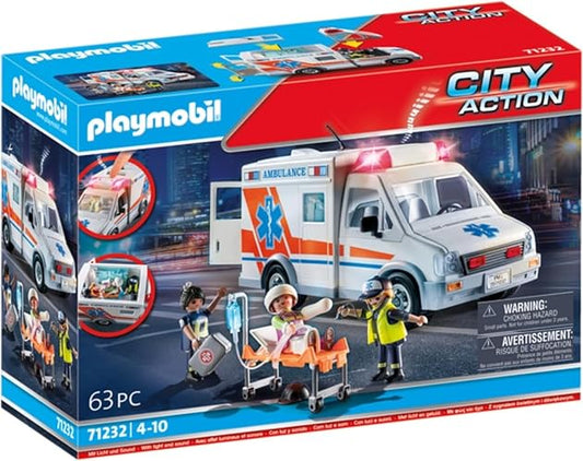 Playmobil City Action 71232 Ambulancia con con Accesorios y 3 Figuras