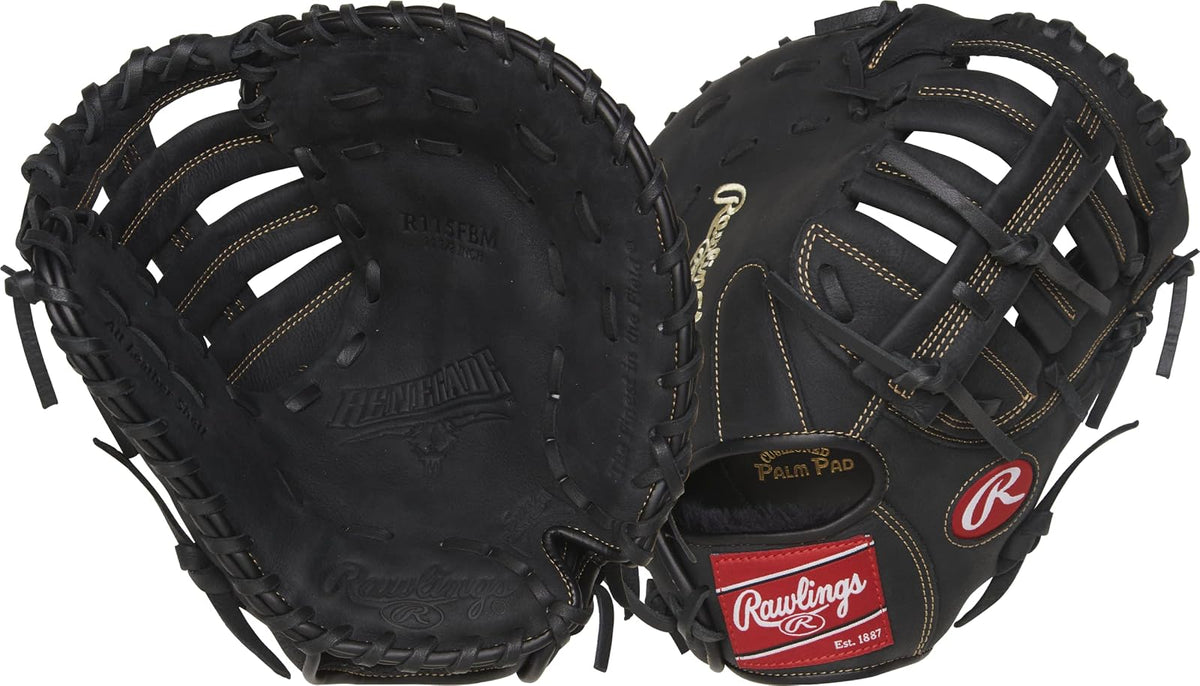 Rawlings Guante de Béisbol y Softbol Serie Renegade - Tiro derecho - Primera base - Negro y blanco