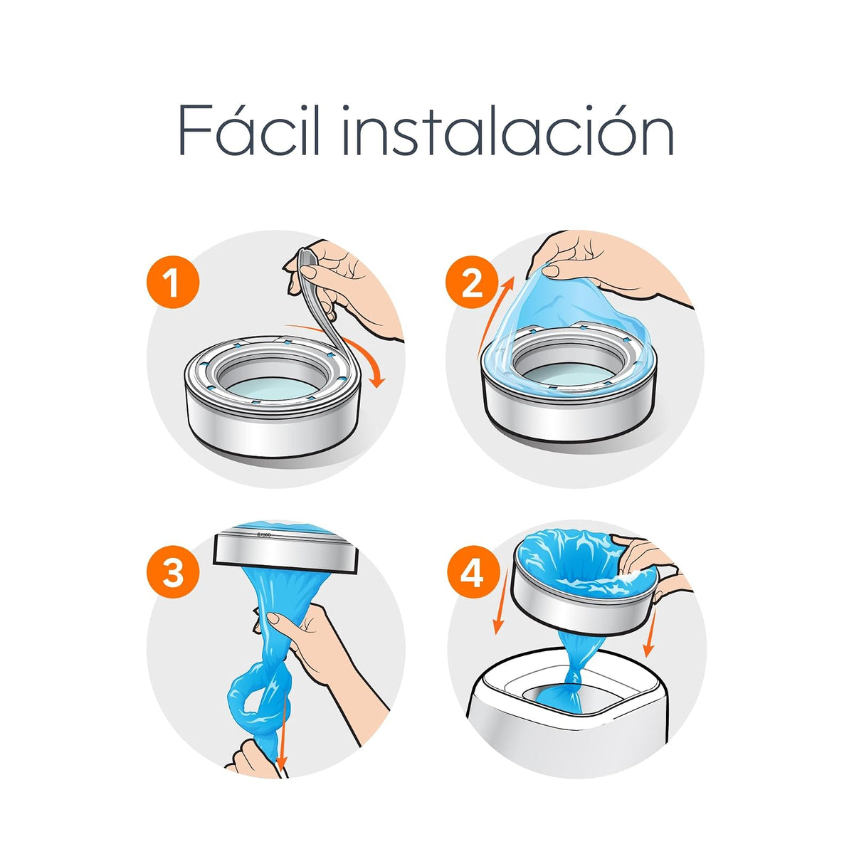 Recambio redondo Diaper Genie Essentials | Paquete de 8 | Capacidad de hasta 2560 pañales tamaño recién nacido