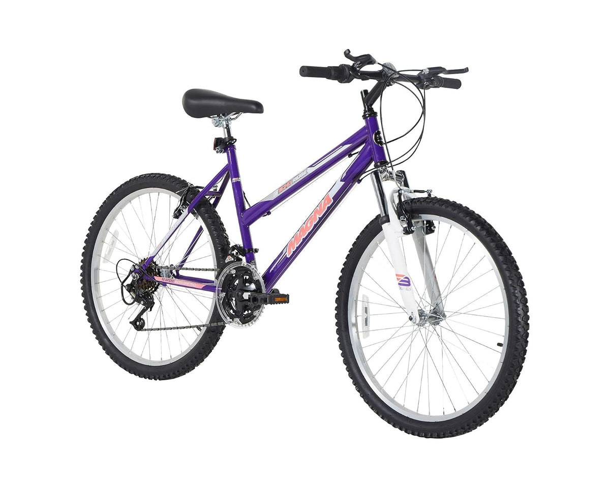 Dynacraft - Bicicleta de montaña Magna Echo Ridge, diseño resistente y duradero, perfecto para adolescentes y adultos que aprenden a montar, resistente y fácil de montar, ideal para aventureros - Púrpura - 24 pulgadas