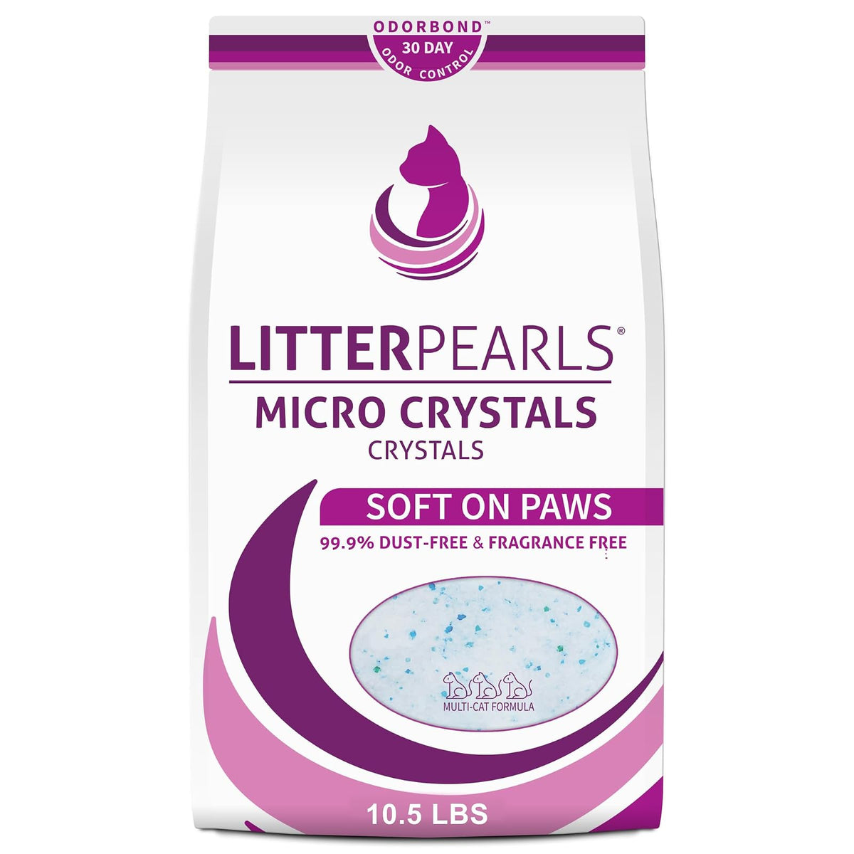 Litter Pearls Arena para gatos con microcristales, 10 libras, transparente con azul (10610)