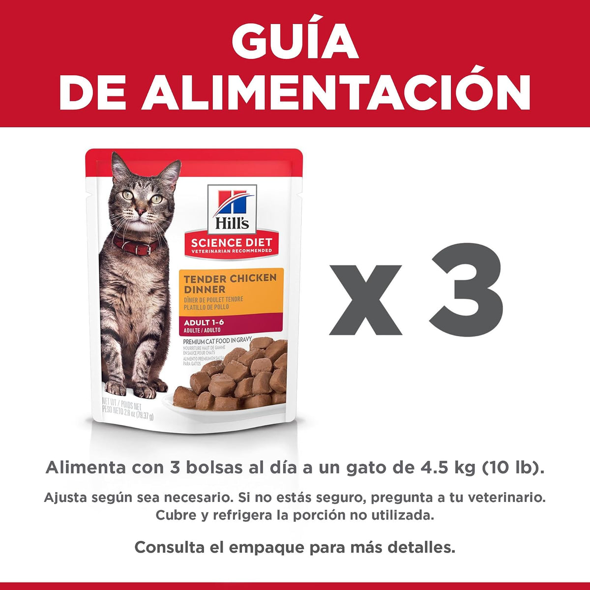 Hill's Science Diet Alimento Húmedo para Gato Adulto Pollo 24 Pack 79G | Alimento húmedo Hill's para gato, pollo real, digestión saludable, sistema inmunológico fuerte, omega-6 y vitamina E