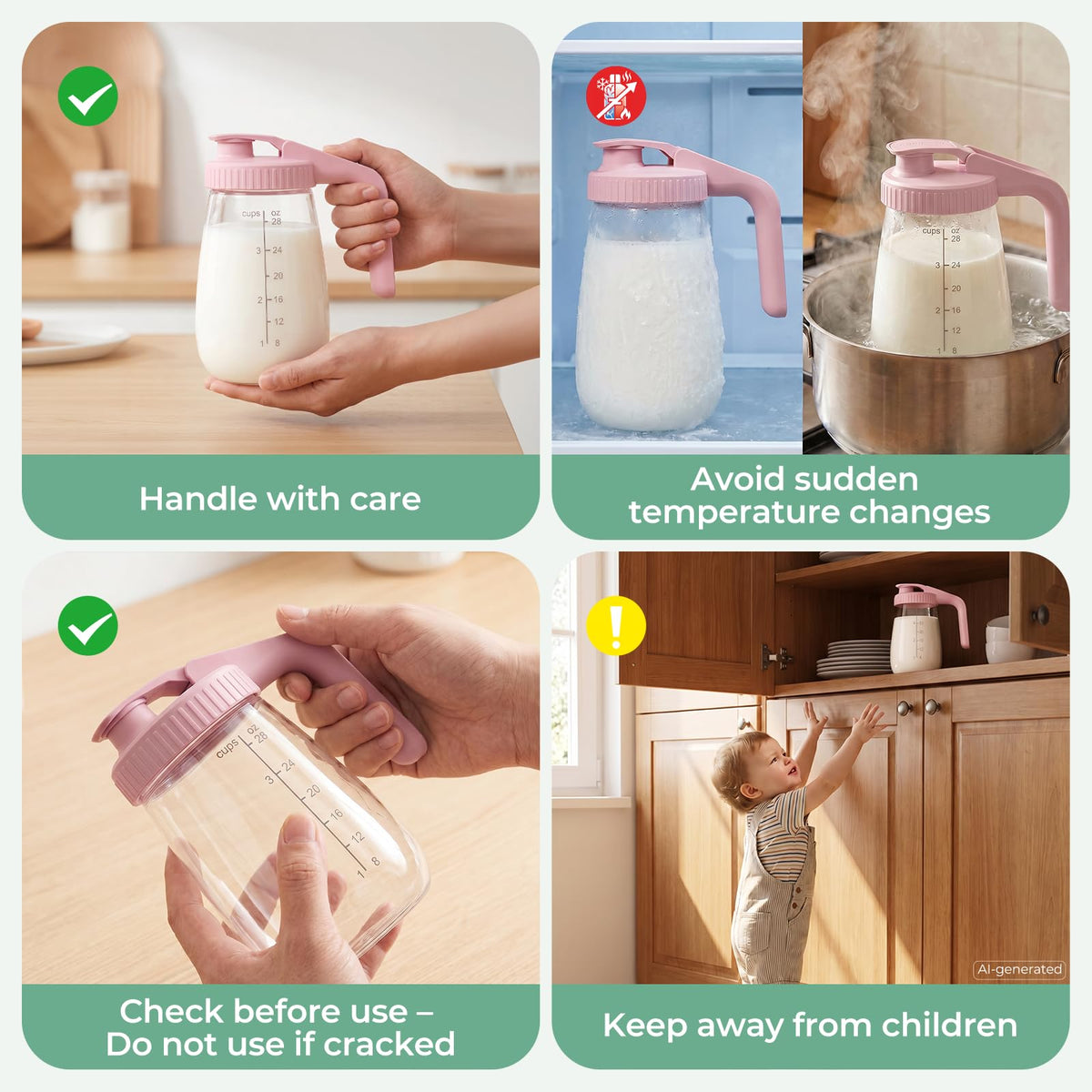 Momcozy Jarra de Leche Materna 32 oz Resistente al Calor sin Fugas
