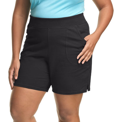 Just My Size shorts de punto de algodón sin cordón para mujer - Negro - - 2XL