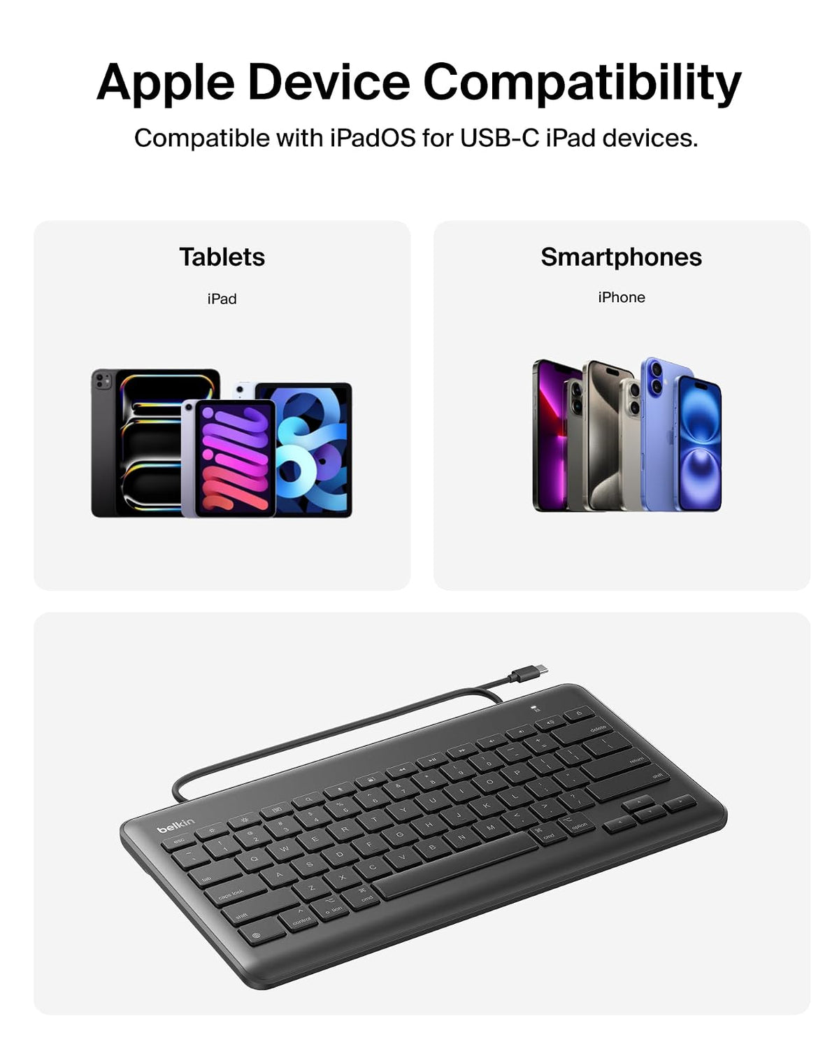 Belkin B2B124 Teclado con cable y conector Lightning para iPad