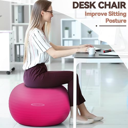 BalanceFrom - Pelota de Ejercicio antigolpes y Antideslizante, Pelota de Yoga, con Bomba rápida, Capacidad de 907.18 kg, antiexplosión y Pelota para Parto