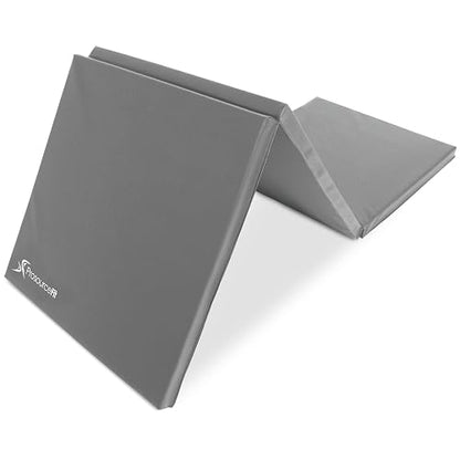 Prosource Fit Tri-Fold Folding Thick Exercise Mat 15x5 cm with Carrying Handles for MMA, Gymnastics Core Workouts, Grey