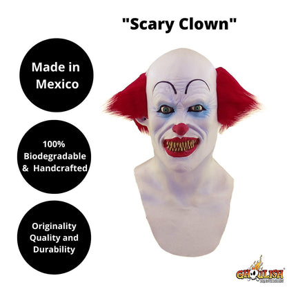 Máscara de Látex de Payaso Asesino de Miedo Terror con Pechera Ideal para Halloween por Ghoulish Productions