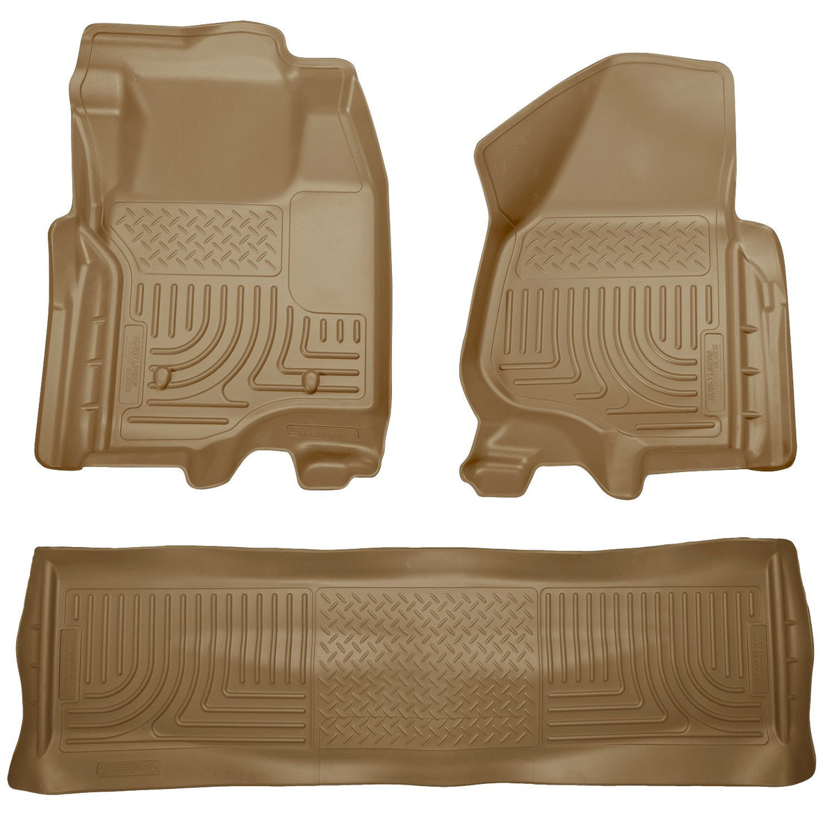 Husky Liners Weatherbeater - Alfombrillas para Ford F-250, F-350 Crew Cab 2011-2012 (Cobertura de Pozo) | Frente y 2ª Fila, 3 Piezas, Color café - 98713