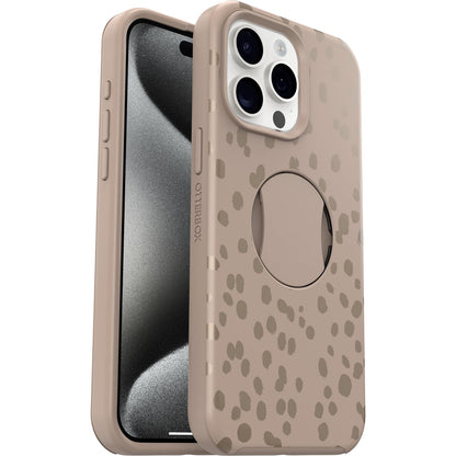 OtterBox - Funda para iPhone 15 Pro MAX (Solamente) OtterGrip Symmetry Series - ON The Spot (café), Agarre Integrado, Funda Elegante, se Ajusta a MagSafe, Bordes elevados para Proteger la cámara y la