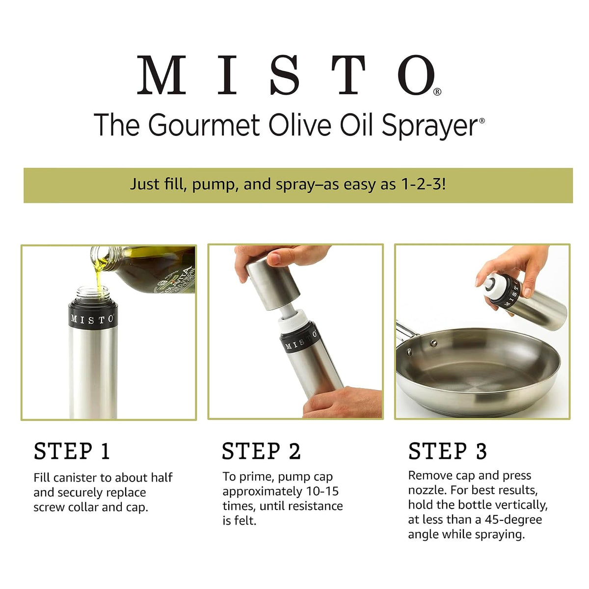 Misto Pulverizador de aceite, juego de dos, plata