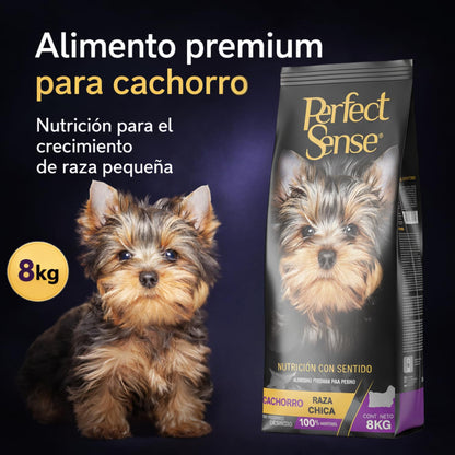 Perfect Sense Alimento Premium para Cachorros de Raza Pequeña 8 kg | Proteína de Origen Animal | Ingredientes Naturales | con Omega 3, Vitaminas y Prebióticos