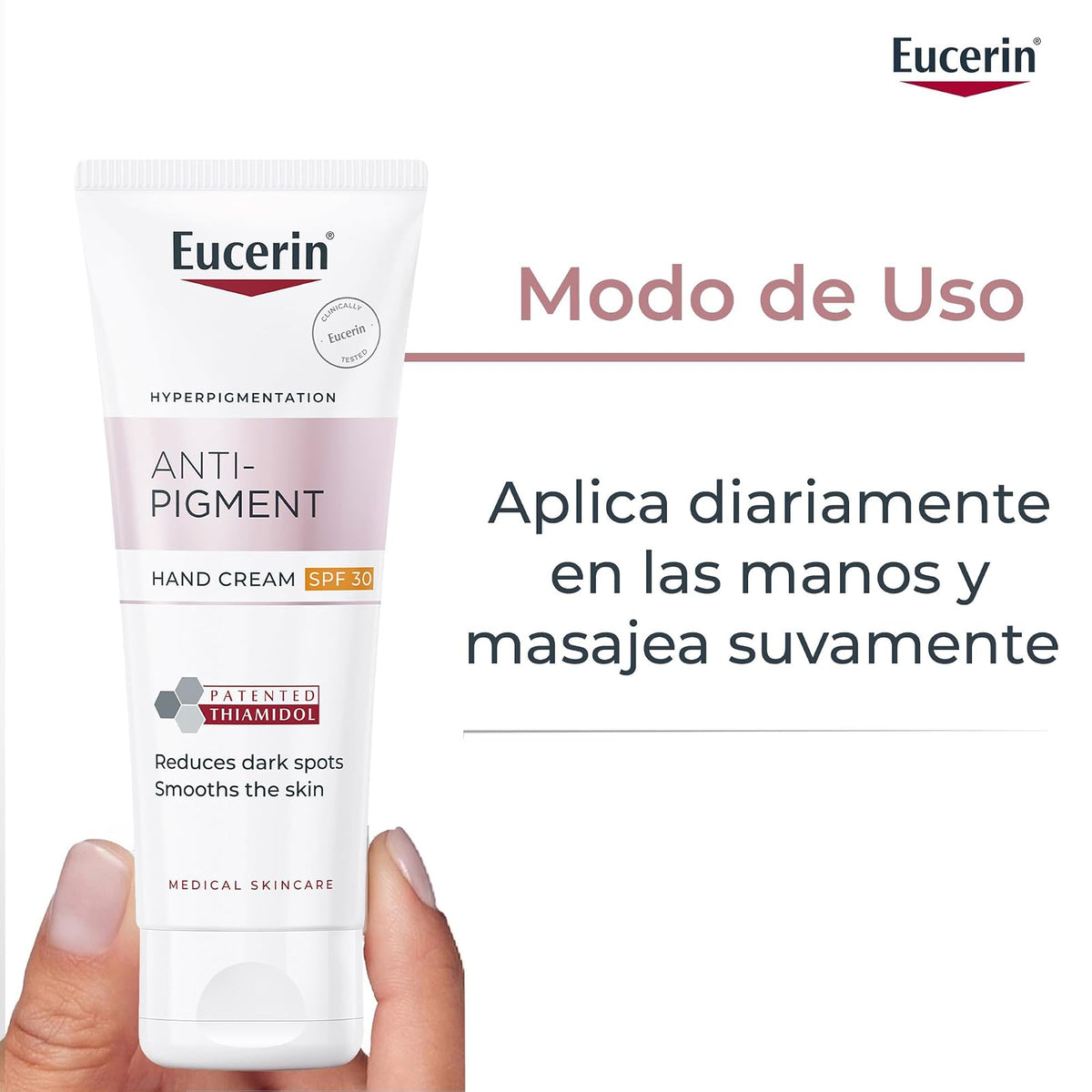Eucerin Crema Para Manos Anti-Pigment Fps 30 (75 Ml), Con Ácido Hialurónico, Reduce Manchas y Mantiene Piel Hidratada
